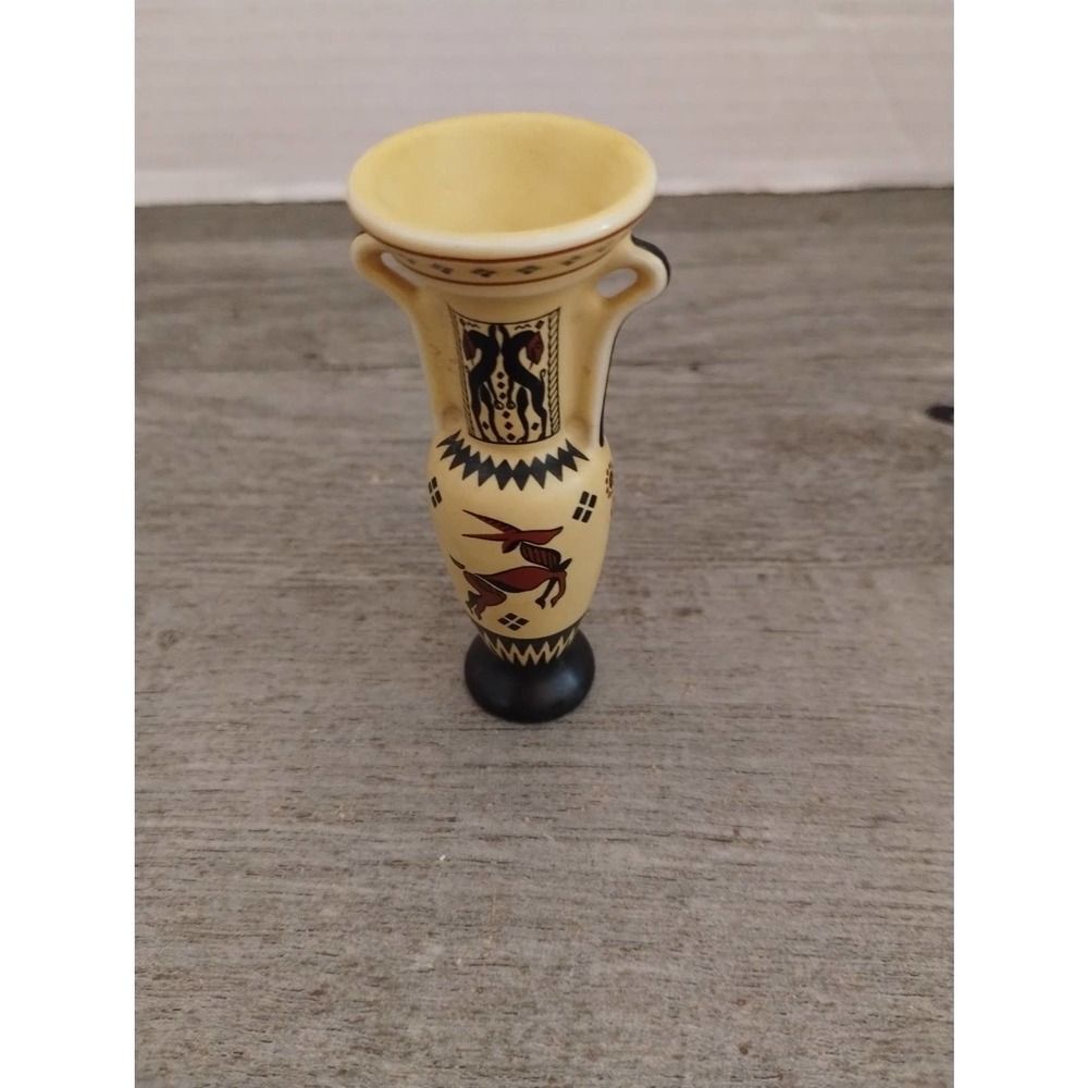 Gazelle Tan & Black 3 3/8" Miniature Vase ff 1983 Crafted in Japan